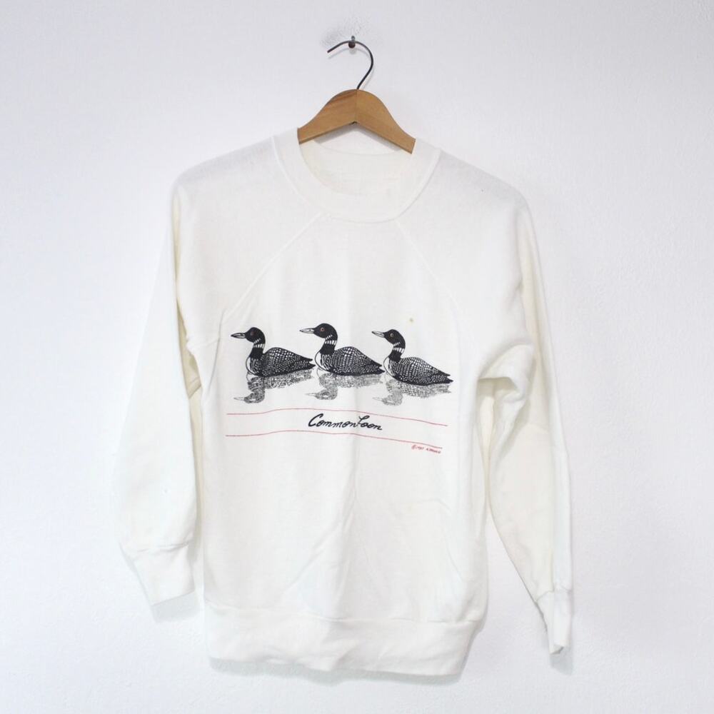 Vintage Common Loon Bird Sweatshirt Small